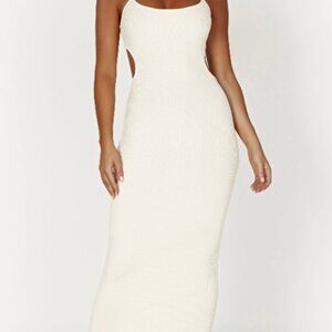 Meshki Halter Knit Midi Dress, Cream